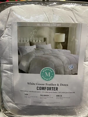 Новое королевское одеяло Martha Stewart White Goose Feather & Down 106 x 90 дюймов - Изображение 1 из 4