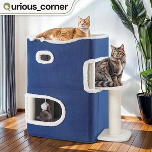 25"H 2 Tier Cat Condo House Activity Center w/ Climbing Stand & Scratching Post - Picture 1 of 11