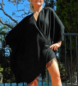 VINTAGE Bohemian Rhapsody 1970s- 80s Original Hippy Fringed Retro Poncho/Shawl - Picture 1 of 6