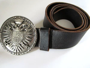 Calvin Klein Sz 34" Heavy Pebbled Leather Belt Large Double Eagle Buckle Men - Picture 1 of 9