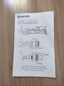 Pentair  Globrite Underwater LED Light NICHE Installation Guide Only - Picture 1 of 3