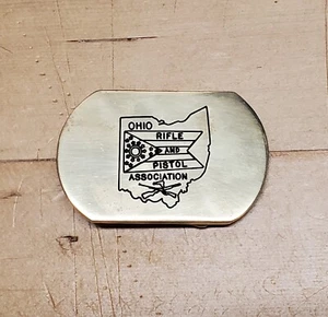 Baron Buckles 1980 Ohio Rifle and Pistol Association Solid Brass Belt Buckle - Picture 1 of 8