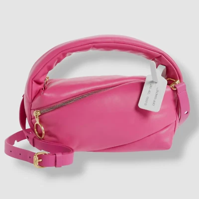 $1560 Off-White Women's Pink Pump Leather Zip-tie Purse Pouch Crossbody Bag - Image 1 of 4