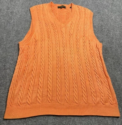 Colete Bobby Jones masculino suéter laranja cabo malha pulôver 100% algodão tamanho GG - Imagem 1 de 4