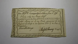 1791 5 Shillings Connecticut Comptroller's Office Colonial Currency Note Pomeroy - Picture 1 of 2