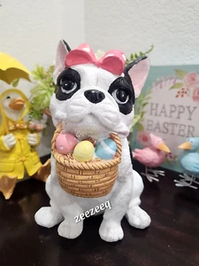 Ostern Frenchie Französische Bulldogge Pastell Eier Korb Figur Statue 10" NEU - Bild 1 von 6