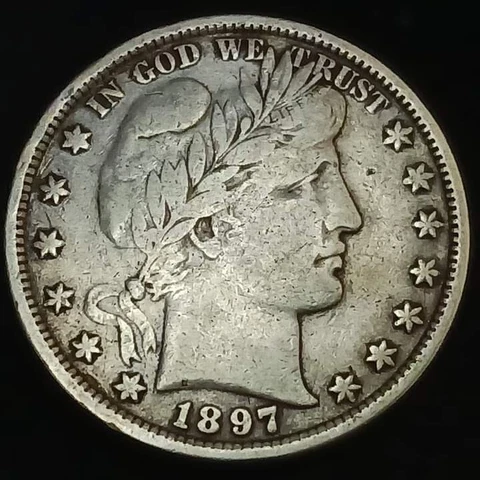 1897-P Philidephia Mint Barber Silver Half Dollar-Early Date~VF Cover