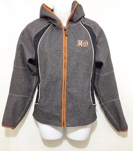 Chaqueta polar Harley Davidson S gris bordada ajustada con capucha motociclista - Imagen 1 de 6