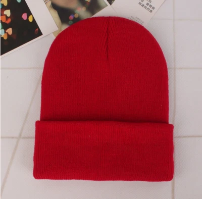 Gorro grosso quente chapéu de malha lisa gorro largo punho desleixado caveira chapéus esqui homens mulheres - Imagem 1 de 2