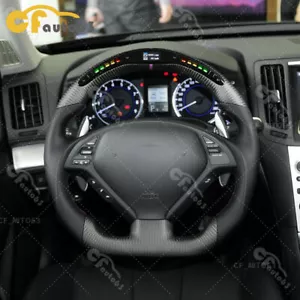 Volante LED de fibra de carbono mate para INFINITI G37 2009-2013 cuero liso - Imagen 1 de 11