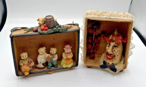 Vintage Eclectic Unique hanging wall art ornament set pigs and clown! - Picture 1 of 6