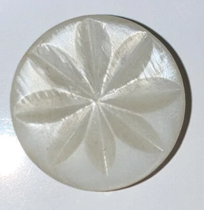 Vintage Shell Button Flower Carved Center Self Shank 5/8" - Picture 1 of 7