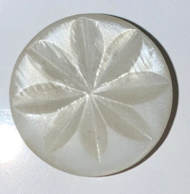 Vintage Shell Button Flower Carved Center Self Shank 5/8" - Image 1 of 4