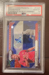 2020-21 Panini Prizm PL FOTL Gerard Pique Blue Shimmer Autograph PSA 10