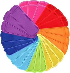 24 Pack Reusable Popsicle Bags Ice Pop Sleeves Antifreezing Sleeves, 8 Colors - Picture 1 of 1