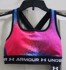 NWT Under Armour Mid Crossback Women's XS Blue Red White Sports Bra - Picture 1 of 2