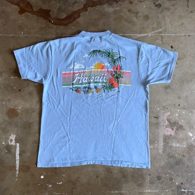 80s VINTAGE HAWAII TOURIST SOUVENIR T-SHIRT SZ L HANES TAG HAWAIIAN SHIRT - Image 1 of 4
