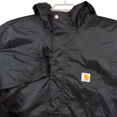 Carhartt Storm Defender Loose Fit Black Hooded Rain Jacket Men's XL OJ3510M - Image 1 of 4