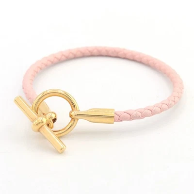 Pulsera Herm?s Grennan de segunda mano en rosa con herrajes dorados, cuero y Foto 1 de 4