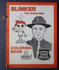 1977 Indiana State Police Blinker Mascot Lucky Steer Restaurant Coloring book -- - Picture 1 of 1