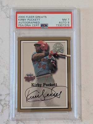 2000 Fleer Greats of the Game Kirby Puckett Gold Border Auto SP PSA 7 HOF GOTG - Image 1 of 2