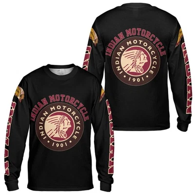 Custom Name Men's Indian Motorcycle Logo Long Sleeve Shirt Gifts - All Size