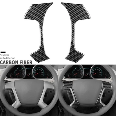 Cubierta de botón de volante de fibra de carbono real para Chevrolet Traverse 13-17 Foto 1 de 4