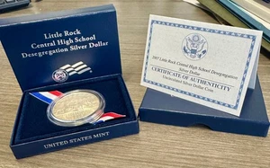 2007-P Little Rock UNCIRCULATED Commemorative Silver Dollar w/ Box & COA - Picture 1 of 3