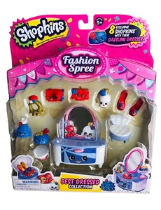Shopkins Fashion Spree BEST DRESSED COLLECTION 8 Mini Figure Set w/ dresser - Picture 1 of 2
