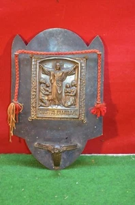 ANCIEN CRUCIFIX PROTECTION MAISON BÉNITIER STATUE VIERGE MARIE JESUS CHRIST - Imagen 1 de 4