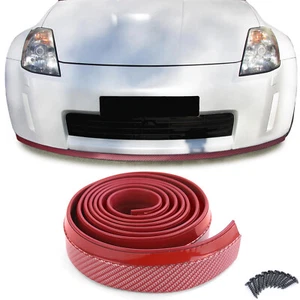 Front Spoiler Lip Side Skirts Universal Flexible 2.5mx5cm Carbon Look Red - Picture 1 of 9
