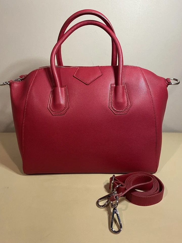 Nueva Cartera de Cuero Laura Di Maggio Roja Hecha a Mano 13L/11W/7D Hecha en Italia Foto 1 de 4