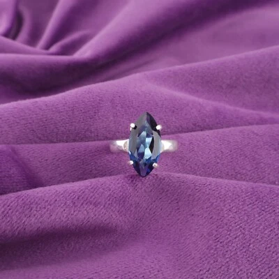 925 Silver Natural London Blue Topaz Statement Ring Size - Image 1 of 4