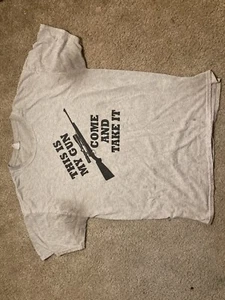 Vintage “This Is My Gun Try to Take It” T-Shirt, Gray, Men’s L/XL - Picture 1 of 9