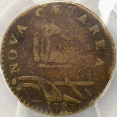 1787 NEW JERSEY POST COLONIAL COPPER VERY RARE 2ND U OVER S PLURIBUS PCGS F 15 - Image 1 of 4