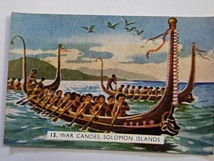 Vintage Sanitarium Collectable Card no: 15 War canoes solomon islands - Picture 1 of 2