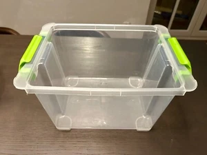 Box AUFBEWAHRUNGSBOX transparent Kiste Kunststoff 38x28 H23 o. Deckel m. Griffen - Bild 1 von 5