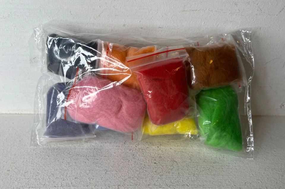 Set of 10 Colored Fibre Art Felting Spinning Hair Fuzz Rainbow NEW - Image 1 of 2