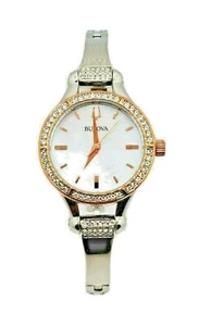 Bulova  98L262 Crystal Accent Half-Bangle Watch 84 sparkling Swarovski Crystals  - Picture 1 of 8