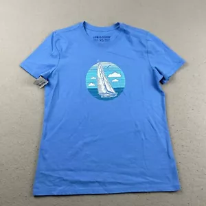 Life Is Good Shirt Womens XS Blue Short Sleeves Sail Boat Tee NWT - Picture 1 of 10