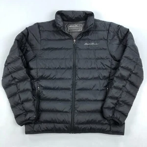 Eddie Bauer Puffer Jacket Mens Medium Down Feather EB650 Black - Picture 1 of 10
