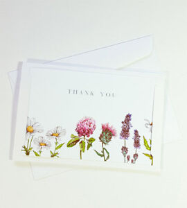 Thank You Cards Notes Flower Wedding Business Birthday Thankful AT THANK41
