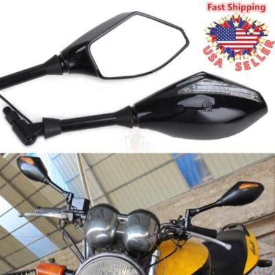 Espejos retrovisores LED intermitentes de 10 mm para motocicleta crucero scooter Foto 1 de 4