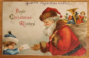 Vintage Weihnachtsmann bekommt Brief vom Kind Postkarte 1907 - Bild 1 von 1