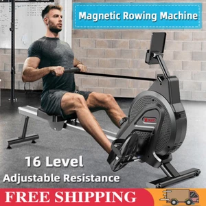 LCD Magnetic Rowing Machine 16 Adjustable Resistance Home Gym Fitness Workout UK - Picture 1 of 9