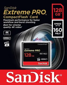 NEW SanDisk Compact Flash Extreme Pro 128GB 4K 8K video speed CF 128G V60 V90 - Picture 1 of 3