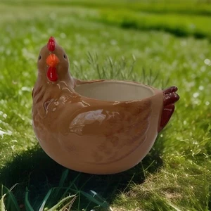 Harry And David Ceramic Chicken Bowl/ Planter 6.5” - Picture 1 of 8