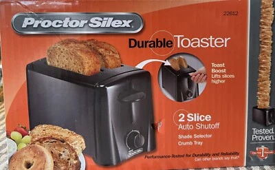 Proctor Silex Durable Black 2 Slice Toaster Auto Shut Off 22612 - Image 1 of 4