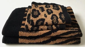 4 PC Vintage Fieldcrest Leopard Print - 2 Hand Towels /2 Wash Cloths Aaragon VGC - Bild 1 von 10