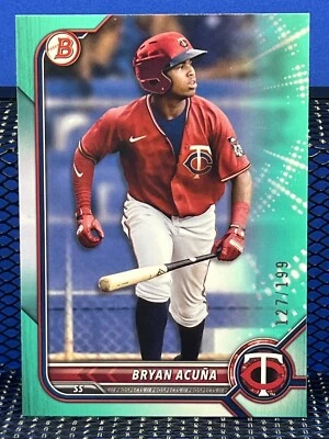 2022 Bowman Draft BRYAN ACUNA Aqua Parallel 127/199 Minnesota Twins - Image 1 of 2